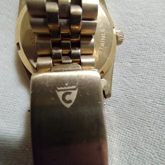 NOT WORN Croton Yellow Gold Watch Factory Diamond Bezel, Auto Movement Date Set - Picture 5 of 6